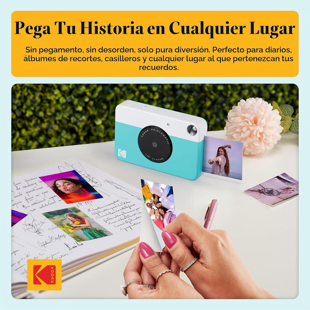 KODAK Printomatic - Cámara digital de impresión instantánea a todo color, Zink de 2 x 3 pulgadas (5.1x7.5 cm), papel fotográfico con parte trasera adhesiva, 5 MP, portátil