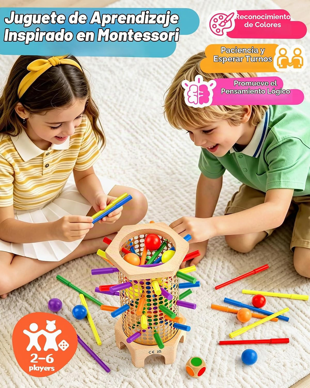 Montessori - Juego de mesa para niños de 3 a 8 años, juguete educativo de