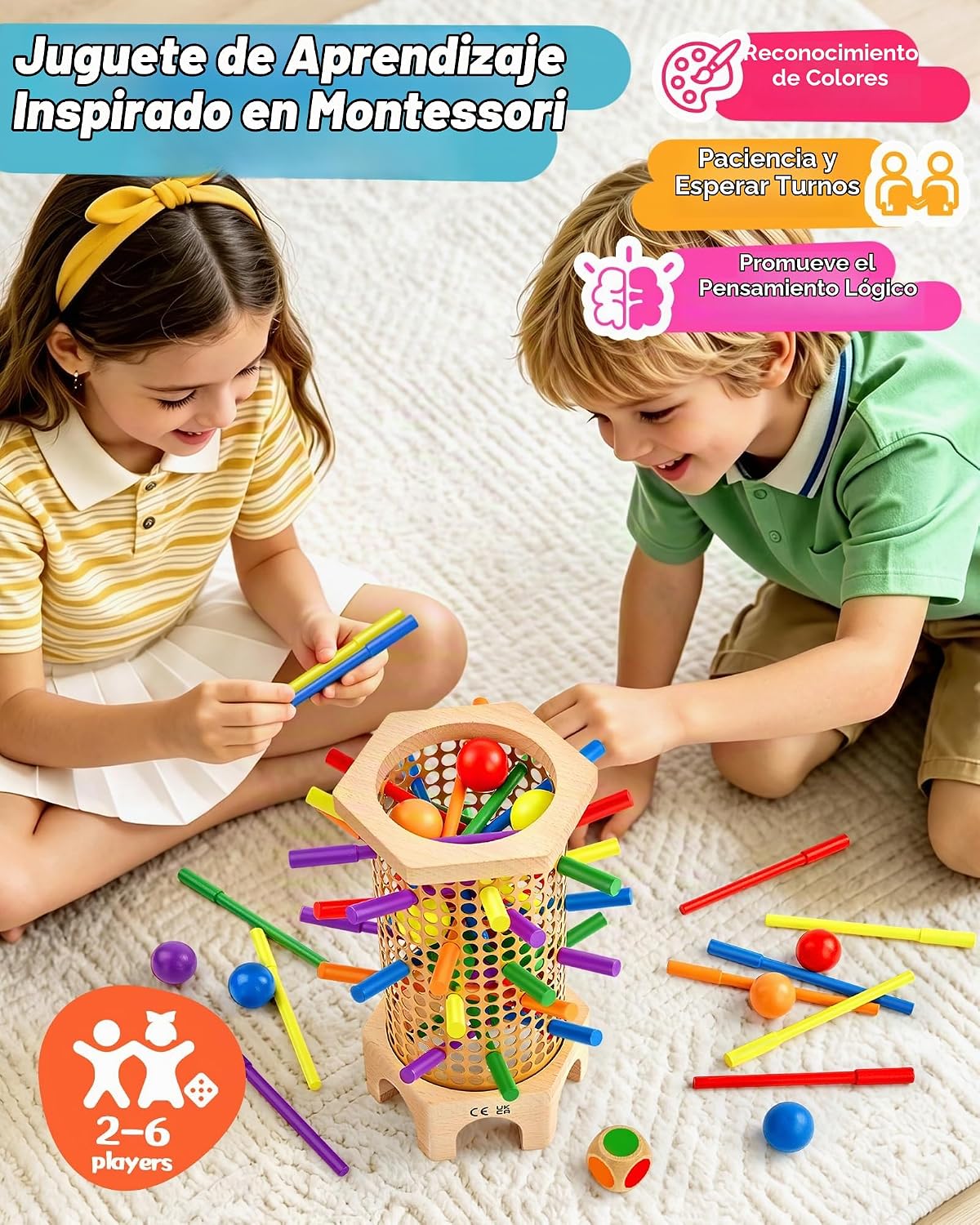 Montessori - Juego de mesa para niños de 3 a 8 años, juguete educativo de
