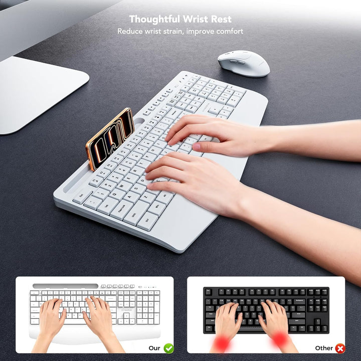 KYSONA Combo de teclado y mouse inalámbricos, teclado inalámbrico d...