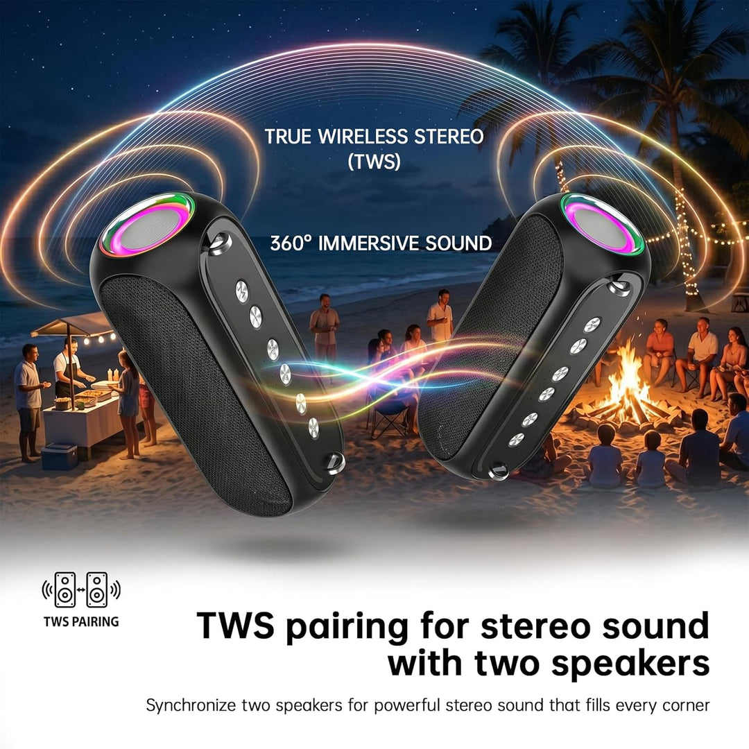 Halokin Altavoz Bluetooth portátil con luz TWS y RGB, reproducción...