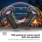 Halokin Altavoz Bluetooth portátil con luz TWS y RGB, reproducción...
