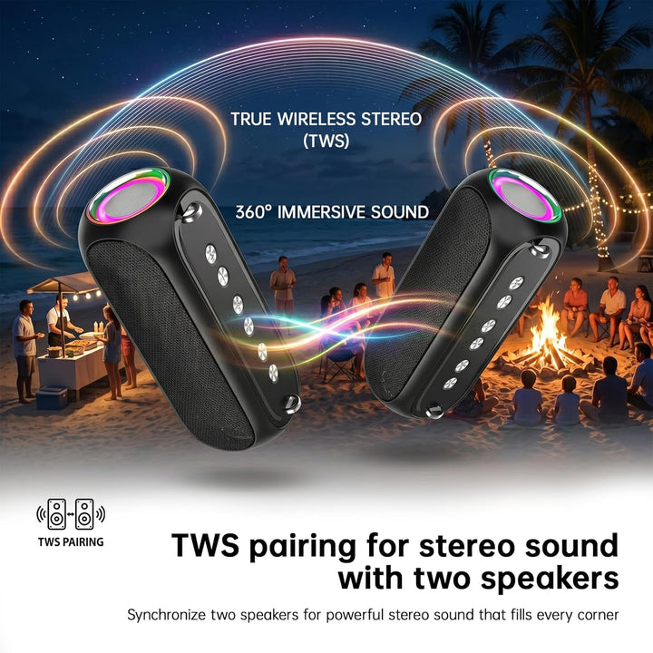 Halokin Altavoz Bluetooth portátil con luz TWS y RGB, reproducción...