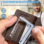 Billetera para hombre, magnética minimalista delgada con soporte para tarjetas desplegable, 9 tarjetas con bloqueo RFID, funda de metal para tarjetas de crédito, clip de dinero envuelto en