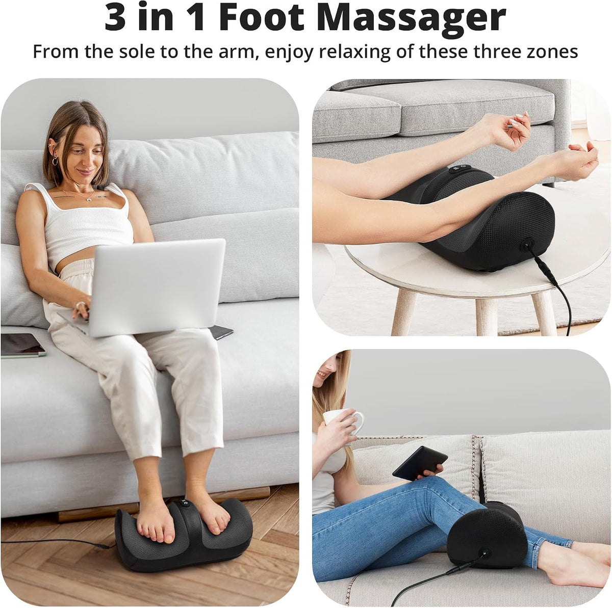 Medcursor Masajeador de pies con calor, masajeador de pies y pantorrillas con rodillo de masaje profundo, alivio del dolor para fascitis plantar y neuropatía, relajación para uso doméstico u oficina
