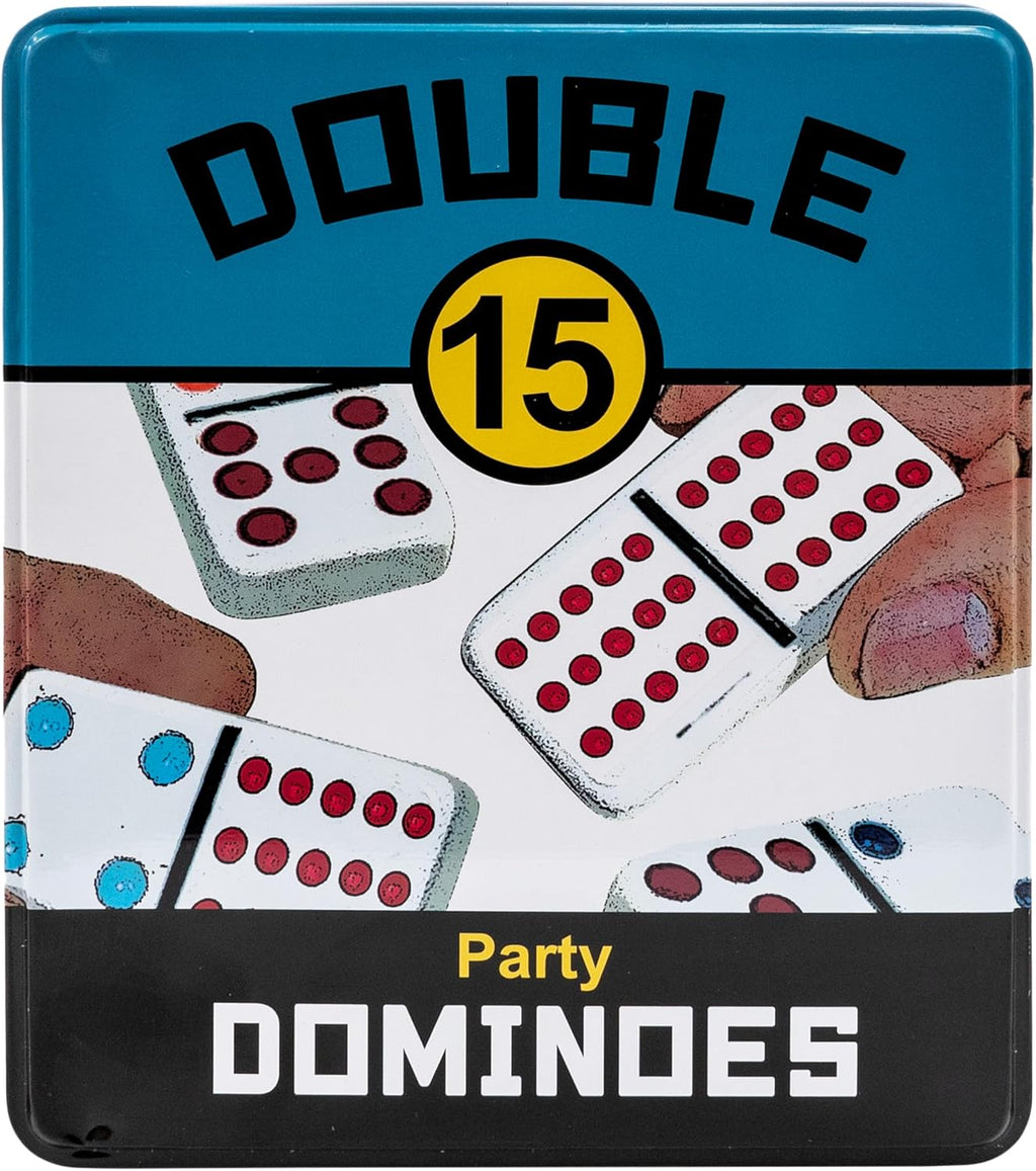 Double 15 Domino Game - Lata de viaje, juego familiar portátil, a partir de 8 años