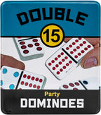 Double 15 Domino Game - Lata de viaje, juego familiar portátil, a partir de 8 años