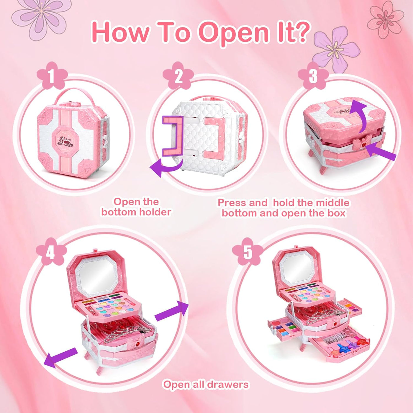 Juegos de maquillaje para niñas de 5 a 8 años, kit de maquillaje de...