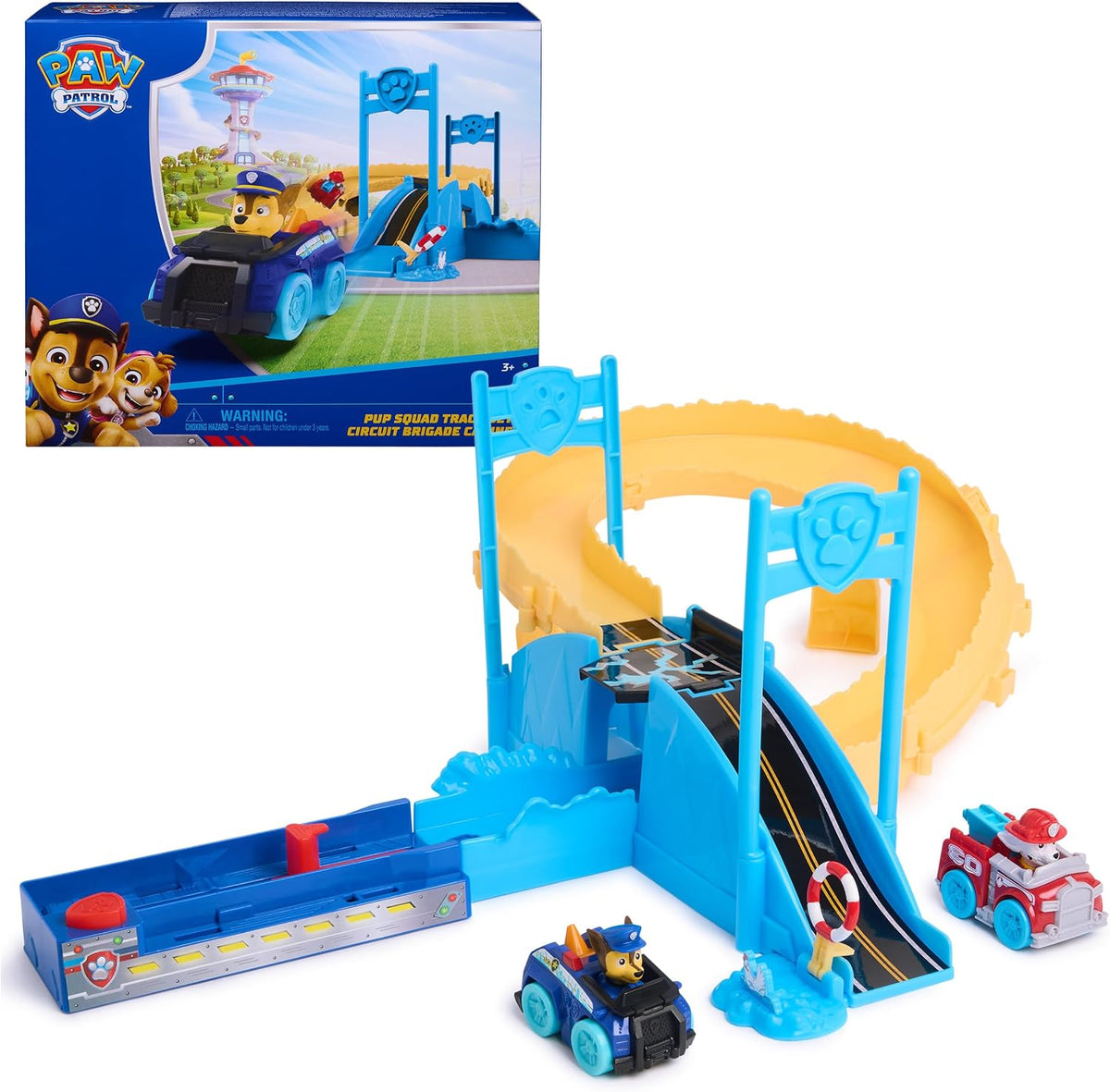 PAW Patrol Pup Squad Track Set Looping Playset y vehículo de juguete