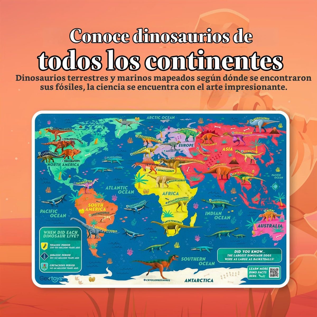 Rompecabezas de Dinos del Mundo de 19 x 13 pulgadas para niños