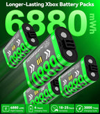 Cargador 4 en 1 para mandos Xbox Series/One X|S, con 4 paquetes de baterías recargables de 6880 mWh, carga controles remotos dobles y baterías simultáneamente, estación de carga cuádruple mejorada