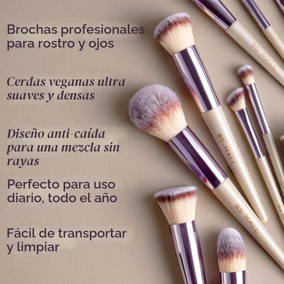 BS-MALL Juego de brochas de maquillaje, 18 piezas, base sintética d...