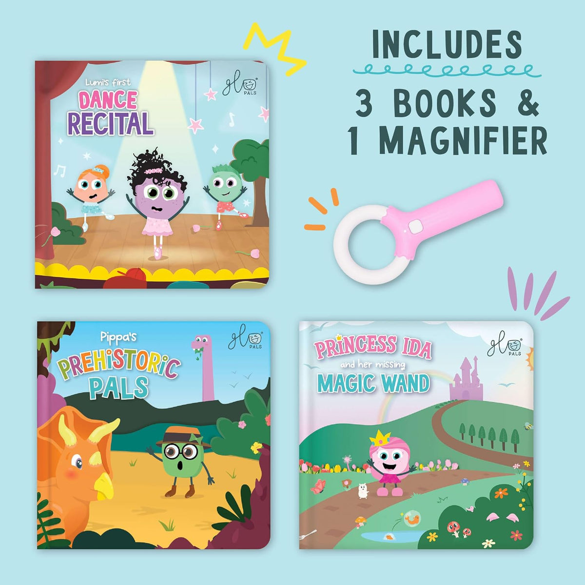 Glo Pals Librería de 3 libros iluminados para niñas