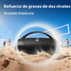 Hisense VoyageBoom - Altavoz Bluetooth portátil, resistente al agua IP67, a prueba de polvo y golpes, hasta 24 horas de tiempo de reproducción, graves masivos, luz ambiental, banco de potencia