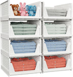 Paquete de 4 Canastas Apilables para Almacenamiento en Closet - Contenedores de Almacenamiento Apilables