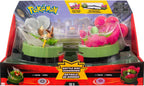 Jazwares Pokemon Battle Disc Showdown Game - Dos lanzadores de discos de batalla con discos de batallas y figuras de Eevee y Ralts y Arena