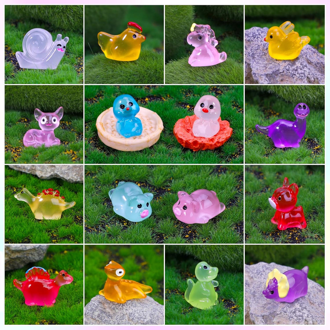 Paquete de 240 mini animales de resina que brillan en la