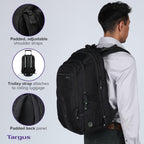 Targus Spruce EcoSmart - Mochila de viaje para laptop de 17 pulgadas, mochila de mano compatible con la TSA, bolsa para computadora portátil para trabajo y viajes, color negro (TBB019US)