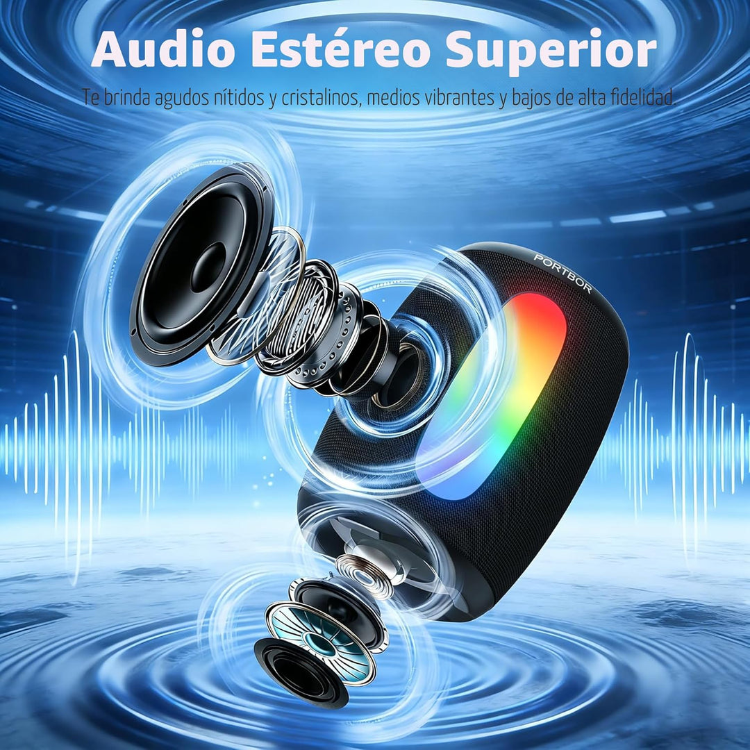 Altavoz Bluetooth, inalámbrico portátil, potente sonido estéreo\/8...
