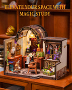 Rowood Kit de casa en miniatura para estudio mágico, kit de casa de muñecas en miniatura para adultos, kits de manualidades de mago para mujeres con LED, regalo de cumpleaños de Navidad para adultos (estudio mágico)