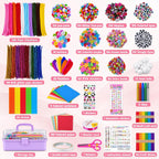 Anyeve Kit de 2176 piezas de suministros para artes y manualidades, caja de manualidades todo en uno con pompones y plumas, ideas de regalo de manualidades y juego de actividades artísticas para niños