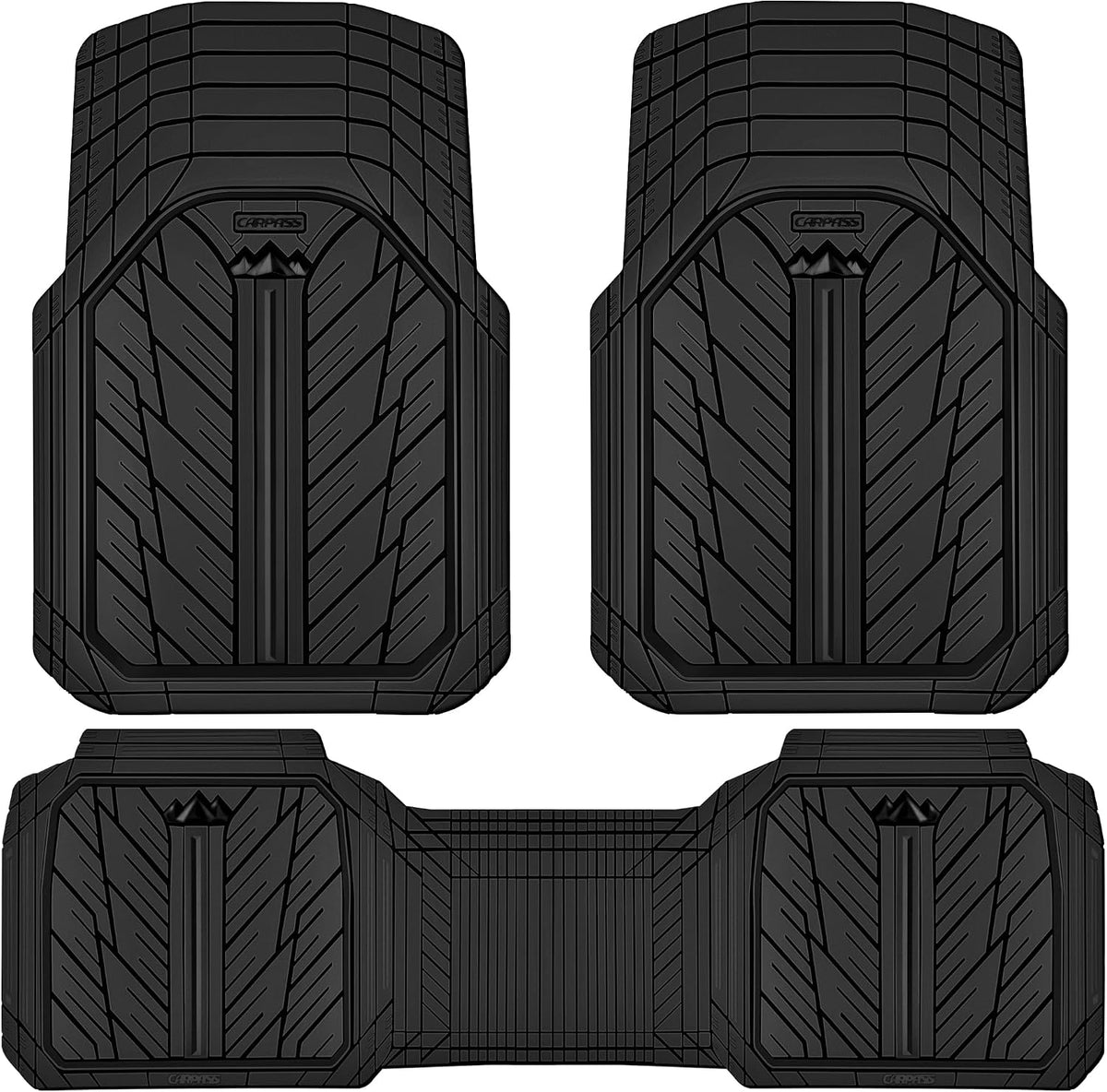 CAR PASS Tapetes de goma pesada para automóvil, tapetes impermeables profundos para automóvil para todo clima, tapetes universales recortables para automóvil SUV camión furgoneta, forros de piso