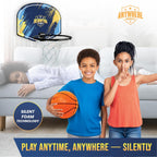 Juego de baloncesto silencioso y aro – Sobre la puerta, juego silencioso para niños, fácil montaje con clip, incluye baloncesto de espuma de 6 pulgadas