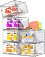 Organizador de Zapatos Transparente y Resistente con Puerta Magnética, Caja de Almacenamiento para Zapatos Apilable