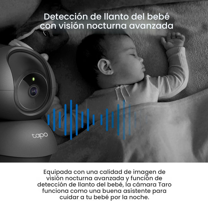 Tapo TP-Link - Cámara de seguridad interior Pan\/Tilt de 2K para mo...