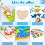 Rompecabezas de madera para niños pequeños de 3 a 4 años, paquete de 4 juguetes Montessori
