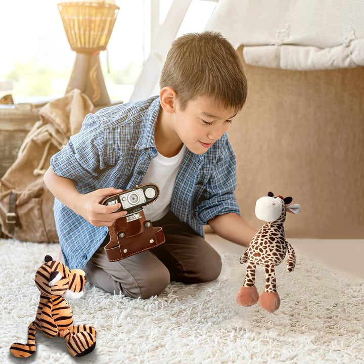 Zhanmai - Juego de 6 animales de peluche de safari de animales de l...