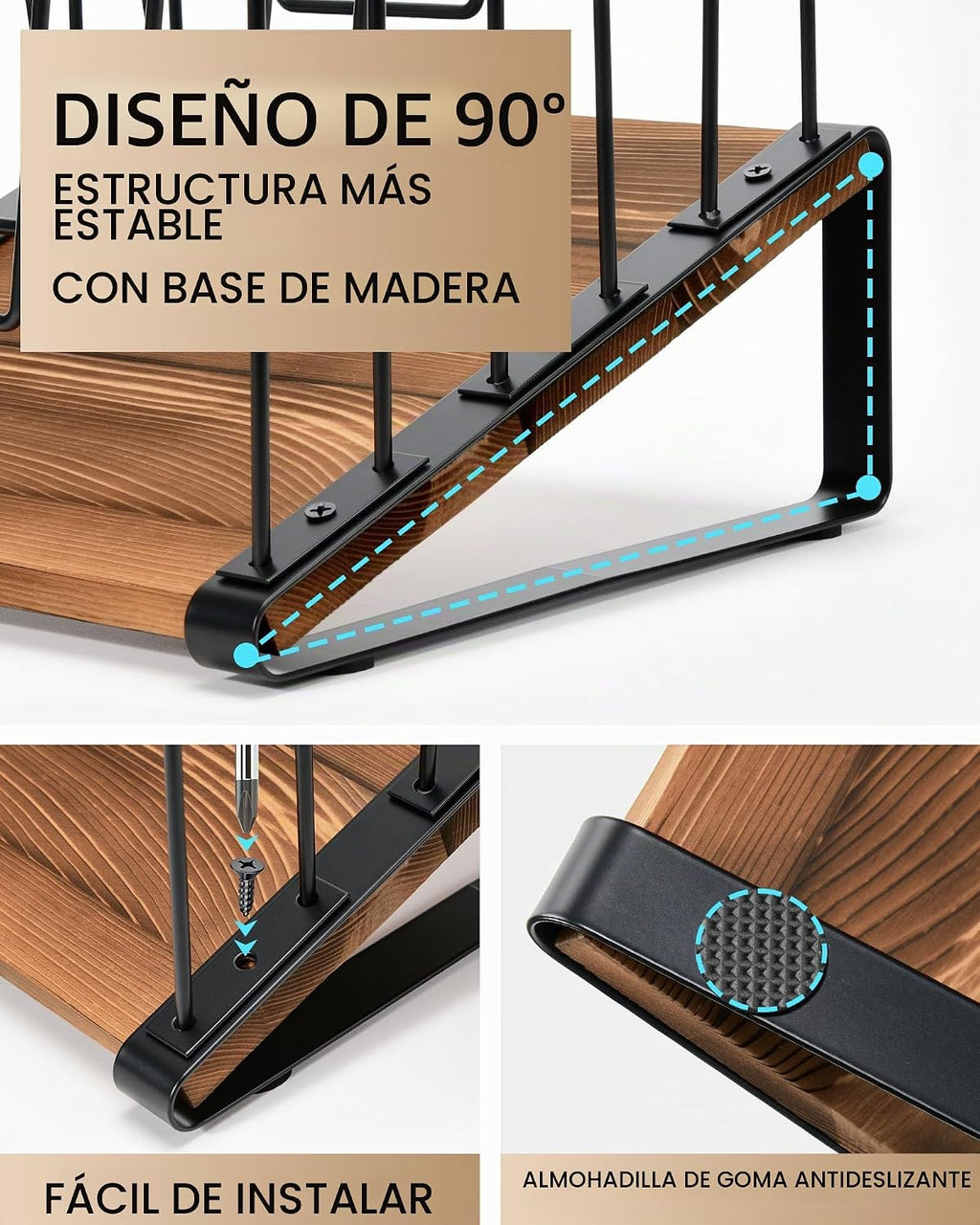 HULISEN Organizador de escritorio inclinado para archivos, soporte de carpetas de escritorio de 5 secciones