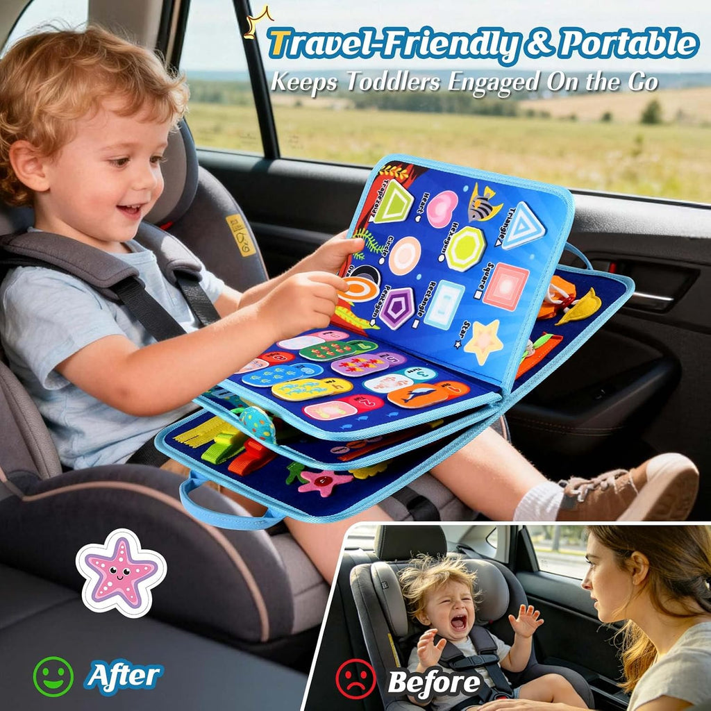 Winblo Tablero de actividades para niños pequeños, juguetes Montessori para niños pequeños, regalo de cumpleaños, libro educativo sensorial de aprendizaje ocupado para niños pequeños, actividades para