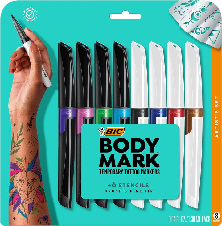 BIC BodyMark marcadores temporales de tatuaje para piel, juego de a...
