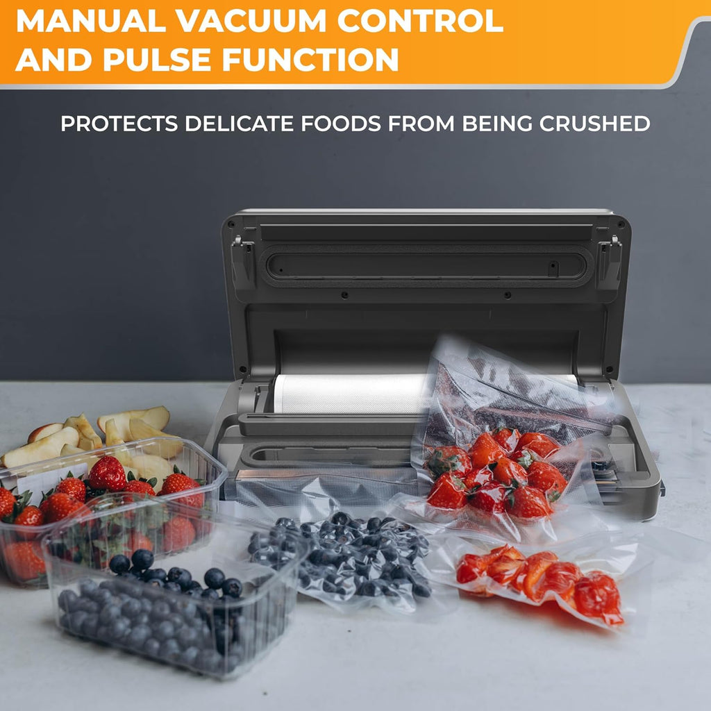 Anova Culinary Sellador al vacío de precisión Pro, incluye rollo de bolsa grande (19 pies), máquina selladora al vacío de alimentos dobles húmedos y secos para almacenamiento Sous Vide y