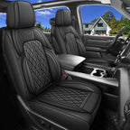 Funda de asiento de automóvil ajuste personalizado para Dodge Ram 1500 2500 3500 2002-2026 juego de fundas de asiento de piel sintética compatible con cojines de cabina regular Crew Quad para