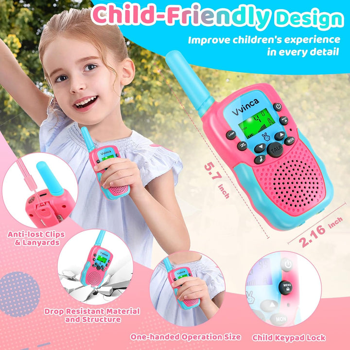 Vvinca Walkie Talkies recargables para niños, de largo alcance, 22...