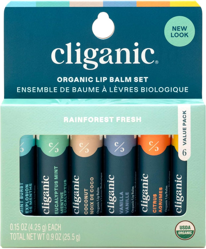 Cliganic Set de bálsamo labial orgánico (6 sabores) - 100% hidratan...