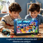HOGOKIDS Juguete Acuario de Tiburones para Armar con Animales Móviles y Luz para Niños