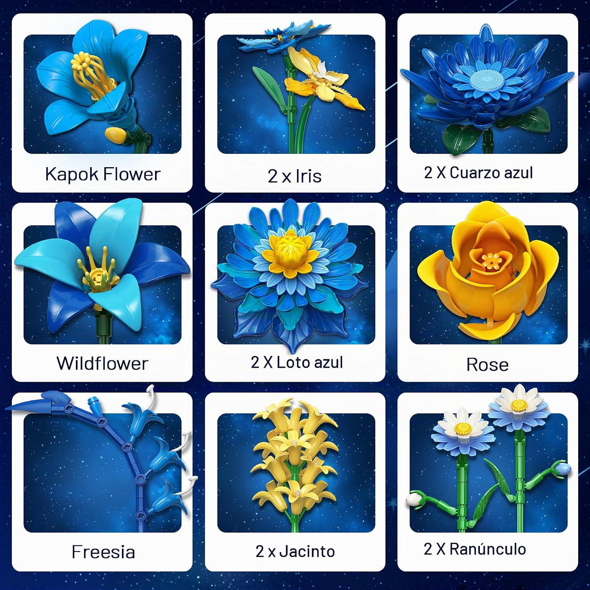 Juego de construcción de flores estrelladas para adultos compatible