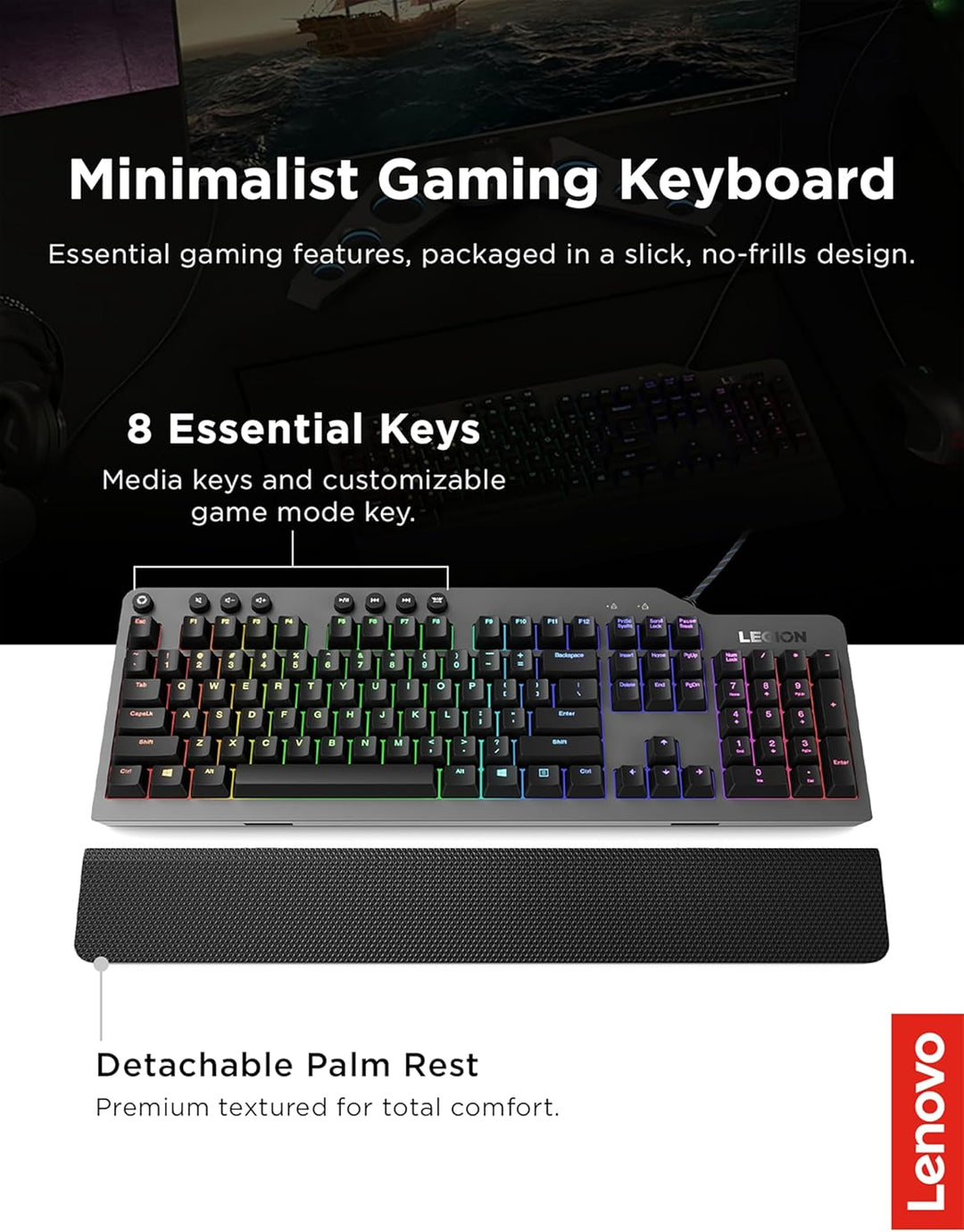Lenovo GY40T26478 Legion K500 RGB Teclado mecánico para juegos, tec...