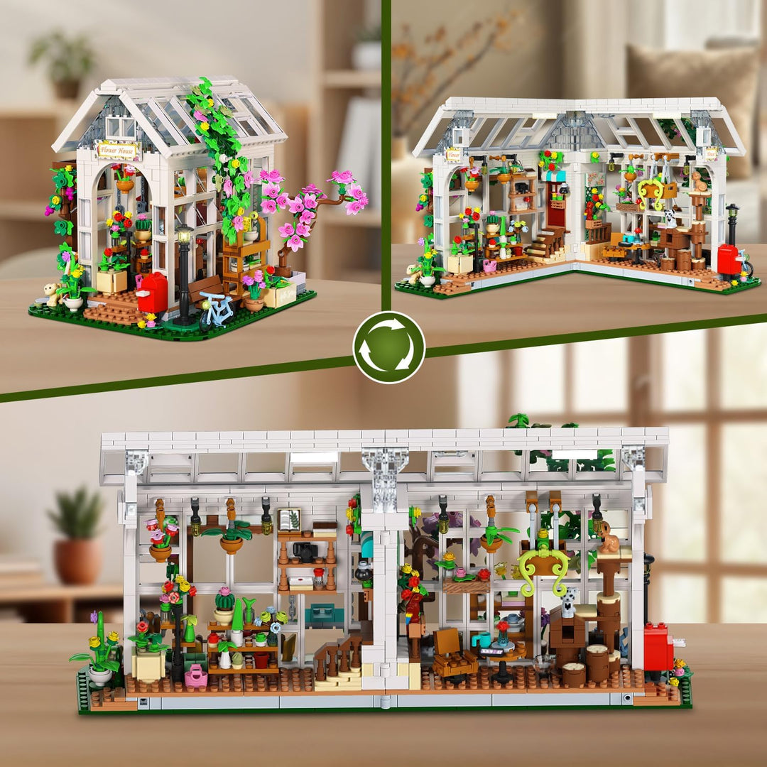 HOGOKIDS Juego de construcción de casa de flores con luz
