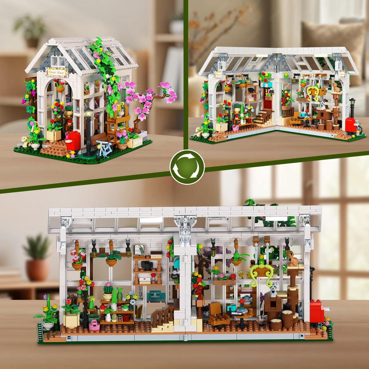 HOGOKIDS Juego de construcción de casa de flores con luz