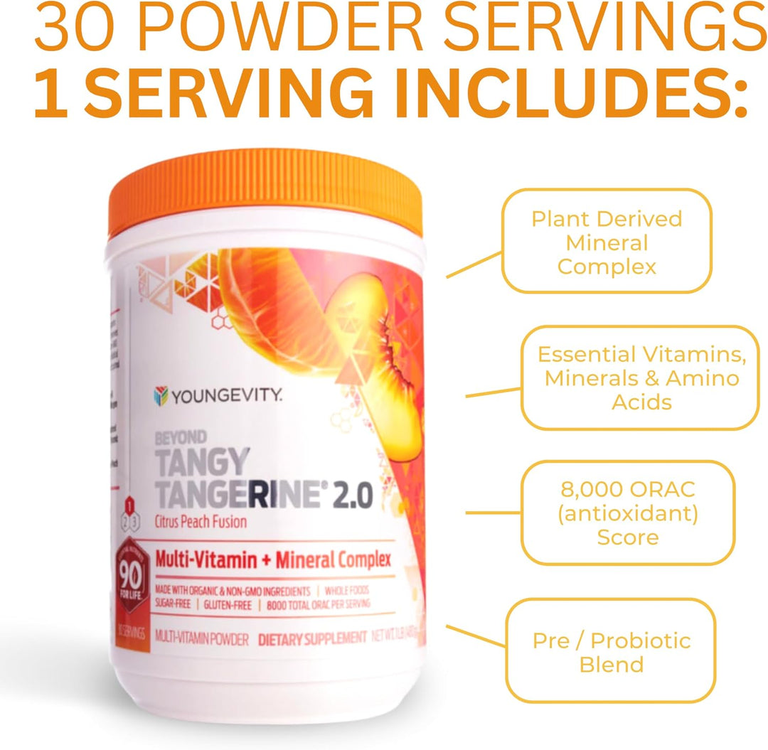 Youngevity Beyond Tangy Tangerine 2.0 Citrus Peach Fusion Complejo...