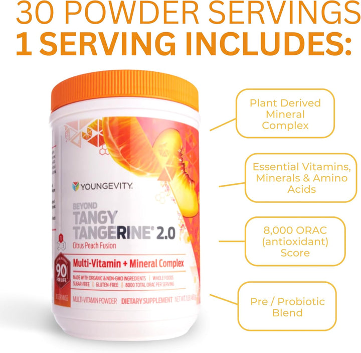 Youngevity Beyond Tangy Tangerine 2.0 Citrus Peach Fusion Complejo...