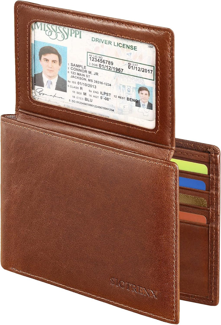 Sigtrenx Carteras de cuero para hombre, de cuero genuino, carteras...