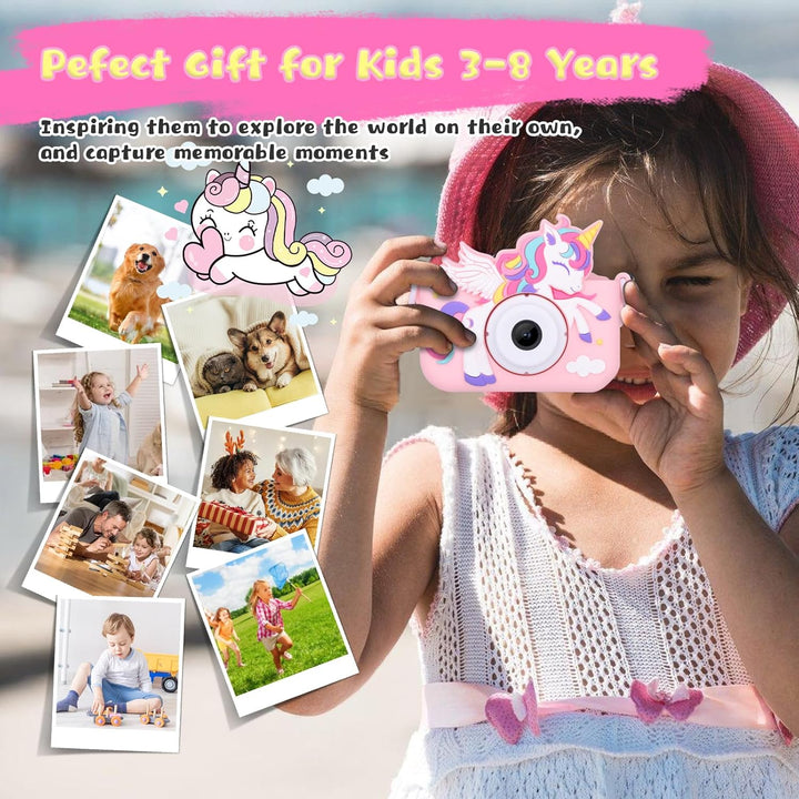 Envyvip Cámara de juguete de unicornio para niñas de 3 a 8 años, cá...