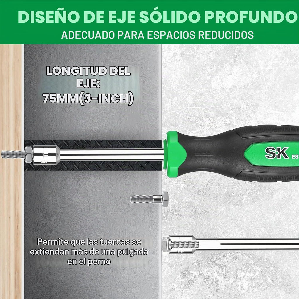 SK Juego de destornilladores de tuercas métricas de 7 piezas, 0.197-0.433