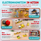 Teenii Kit de electricidad y magnetismo para niños, experimentos científicos STEM con circuitos eléctricos, juguete educativo de física, juego de descubrimiento científico para niños y niñas de 8 años, 50 piezas