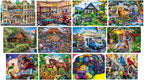 MasterPieces Paquete de 12 Rompecabezas para Adultos, Familia o Niños - Paquete de 12 Rompecabezas de la Galería de Artistas - Rompecabezas de 500, 300 y 100 Piezas